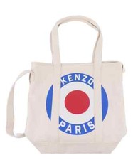Bolso de hombro de lona KENZO PARIS Cream Shoppers logotipo unisex $350