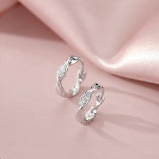 Pendientes Mujer Plata de Ley 925 Torneados con Circonitas Brillantes 12mm