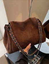 Bolso de hombro estilo gamuza para mujer