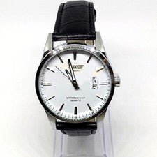 Acciaio Uomo Swidu Aviatore Quarzo Inox Orologio Cinturino Pelle datario jw