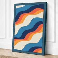 Arte de pared con impresión geométrica en lienzo de ondas onduladas decoración del hogar listo para colgar