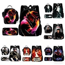 *Michael/Jackson* Mochila Escolar 3D Bolsa de Almuerzo Aislada Estuche para Lápices Bolsa para Libros Nueva