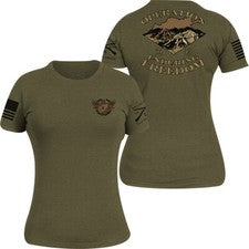 Para mujer estilo Grunt O.E.F. Camiseta Veterano - Verde Militar