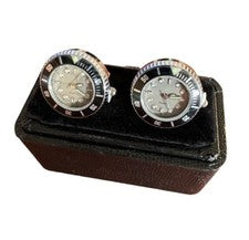 Gemelos de reloj en funcionamiento (movimiento de cuarzo japonés) bisel negro fantasma/cara gris