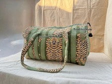 Bolso de Lona Acolchado Algodón Tigre Verde Indio Bolsos para Mujer Bolso de Viaje EE. UU.