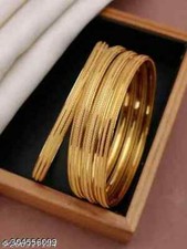 Brazaletes Brazaletes Chapados en Oro para Mujer (Pack de 4 Piezas)