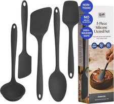 Juego de utensilios de cocina de silicona GIR 5 piezas, utensilios de cocina no tóxicos carbón