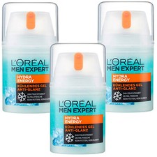 Loreal Men Expert Hydra Energy 3x 50ml Gel Refrigerante Anti Brillo 24h Hidratación