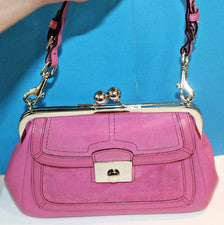 NUEVO Bolso Cartera Vintage Coach F04Q-9734 Gallery Y2K Cuero Rosa y Gamuza Bloqueo de Beso