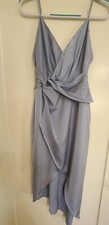 Vestido de satén para mujer M gris envolvente sin mangas asimétrico dividido ocasión (etiqueta de corte)