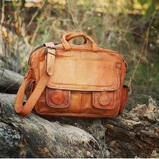 Bandolera de cuero genuino para mujer Bolso de hombro clásico hecho a mano