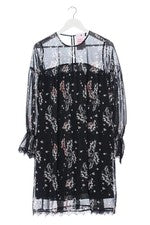 Vestido blusa Lawrence Grey flores elegante mini negro 38