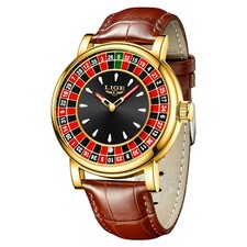 Reloj Ruleta Rueda Hombre 45MM Cuarzo Analógico Casino Temático 3ATM Impermeable