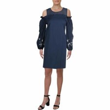 Vestido camisero para mujer CeCe manga globo algodón con volantes