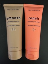 NUEVO -SPA SCENTIAL Crema Reparadora Suavizante para Pies y Crema Exfoliante para Pies-JUEGO DE 2