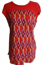 NUEVO CON ETIQUETAS RXB Mujer Talla Pequeña o Mediana Geoimpresión Estilo Retro Rojo Túnica Top