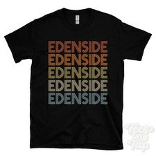 CAMISETA ESTILO RETRO REPETIDO EDENSIDE para hombre y mujer Reino Unido top name regalo