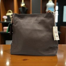 Bolso de hombro Valentina de cuero marrón para mujer talla mediana