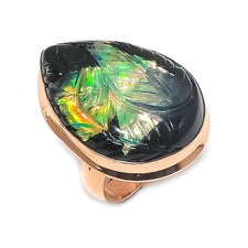Anillo de joyería de cobre con piedras preciosas de ammolita talla 9 regalo para ella C767