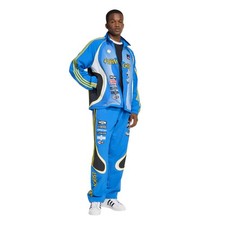 Hombre Adidas Originales Azul Negro Teamgeist Moto Chaqueta y Pantalones Traje de Pista Nuevo