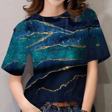 Camiseta Para Mujer Verano Estampado 3D Camisetas Mujeres Moda Camiseta Rayas Gráfico Sh