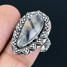 Anillo de joyería de plata esterlina 925 hecho a mano con piedras preciosas...