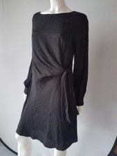 Vestido HALLHUBER negro anudado talla 38 = UK10 ** NUEVO (103) *