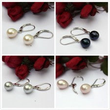 YR29 Real Agua Dulce Perlas Joyería Pendientes Pendientes Pendientes Pendientes Plata 925