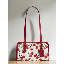 Bolso de Hombro Coach CZ494 Cuero Cereza Columpio Cremallera Nuevo con Etiquetas