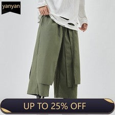 Moda Japonesa Para Hombres Sueltos Pierna Ancha Pantalones Sueltos Noveno Pantalones Informales Nuevos