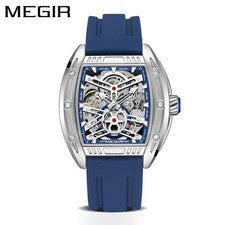 Reloj mecánico automático MEGIR para hombre impermeable movimiento esqueleto hueco