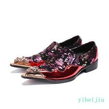 Moda Modernos Para hombres Mocasines Sin Cordones Metal Punta Punta Vestido Flor Fiesta Zapatos