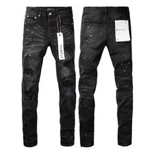 ¡Nuevos jeans ajustados marca púrpura para hombre moda tinta salpicada!! (ENVÍO RÁPIDO)