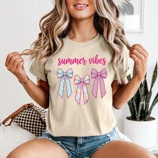 Camiseta Summer Vibes para mujer coqueta lazos verano moda regalo para ella