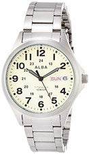 Reloj de cuarzo de titanio Seiko Alba AQPJ401 esfera crema 100M para hombre Japón nuevo