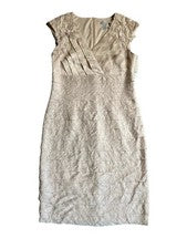 Mini vestido de cóctel para mujer London Times 8 sin mangas rubor en capas floral nuevo
