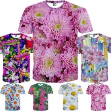 Moda Flor Margarita Estampado 3D Para Hombres Informal Manga Corta Unisex Camiseta Prenda para el torso