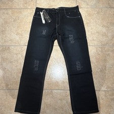 Pantalones de mezclilla para hombre Street Rules rectos azul oscuro desgastados regulares 36x 32