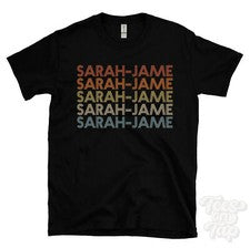 CAMISETA ESTILO RETRO REPETIDA SARAH-JAME para hombre y mujer novedad genial nombre regalo