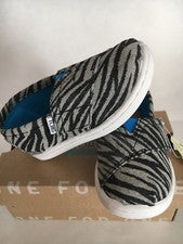 Tiny Toms Lona Metálica Cebra Negro/Gris Niña EE. UU. Talla 6, 7, 8, 9, 10