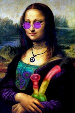 Arte de pared con temática de marihuana Naughty Mona Lisa arte de pared hogar - PÓSTER 20x30