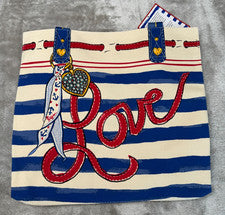 Bolso de Mano Brighton Love Rayas Lona Nuevo con Etiquetas
