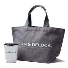 DEAN & DELUCA Bolso de Mano S Gris y Vaso Set | Elegante Regalo para Ella NUE...
