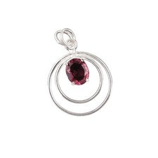 Piedra de rodolita ovalada de plata esterlina compromiso de Navidad joyería c...