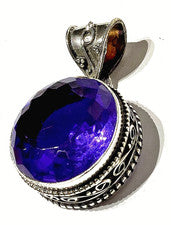 Colgante AZUL T O P A S PIEDRA PRECIOSA PLATA DE LEY 925 HECHO A MANO