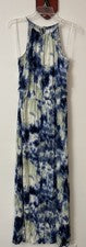 Maxi Vestido SO Mujer Pequeño Sin Mangas Azul Tie-Dye Largo Cintura Elástica ¡NUEVO CON ETIQUETAS! A2994