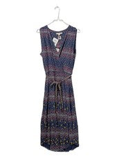 Vestido envolvente White Stuff bohemio étnico midi viscosa azul talla 40