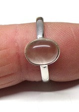 Anillo de piedra de cuarzo rosa ovalado hecho a mano de plata de ley 925 de 9 x 7 mm tamaño H a X