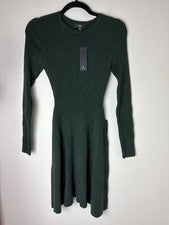 Vestido Skater Lulus Línea A Para Mujer M Verde Acanalado Tejido Elastizado Informal Carrera Nuevo con Etiquetas
