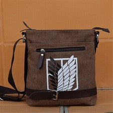 Bolso de Hombro Anime Attack on Titan Survey Marrón Lona Estilo Cuerpo Bolso Mensajero
